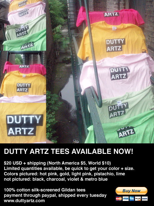 dutty artz t shirts ad